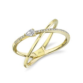 SHY CREATION INC 14kt Yellow Gold .15 Diamond Pear X Ring