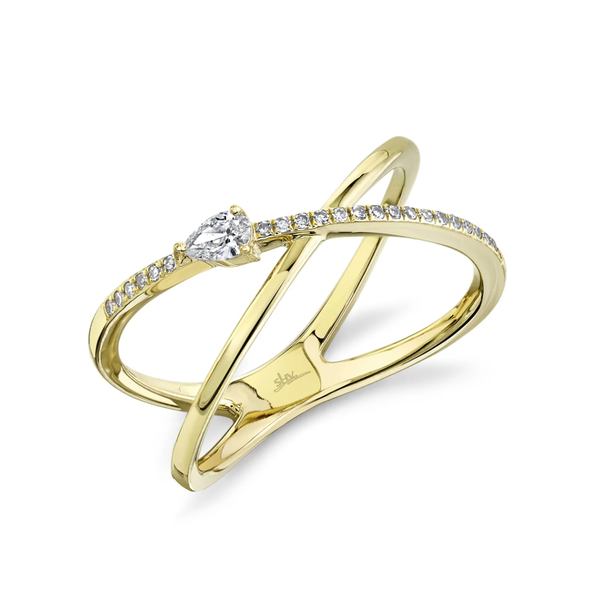SHY CREATION INC 14kt Yellow Gold .15 Diamond Pear X Ring