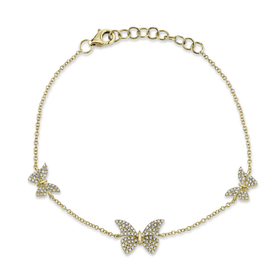 SHY CREATION INC 14kt Yellow Gold .30CT Diamond Butterfly Bracelet