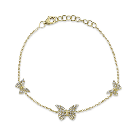 SHY CREATION INC 14kt Yellow Gold .30CT Diamond Butterfly Bracelet