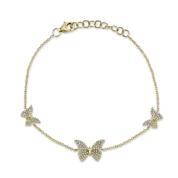 SHY CREATION INC 14kt Yellow Gold .30CT Diamond Butterfly Bracelet