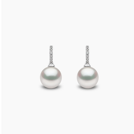 YOKO Classic 18K Gold Freshwater Pearl and Diamond Drop Earrings