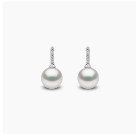 YOKO Classic 18K Gold Freshwater Pearl and Diamond Drop Earrings