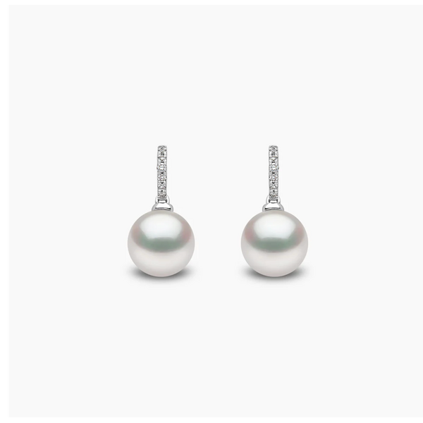 YOKO Classic 18K Gold Freshwater Pearl and Diamond Drop Earrings