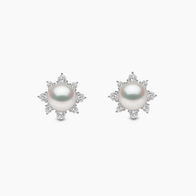 YOKO Trend 18K Gold Freshwater Pearl And Diamond Star Stud Earrings