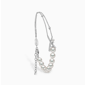 YOKO Sleek 18K Gold Akoya Pearl and Diamond Cross Bracelet