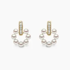 YOKO Eclipse 18K Gold Pearl and Diamond Moon Earrings