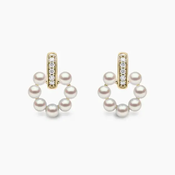 YOKO Eclipse 18K Gold Pearl and Diamond Moon Earrings