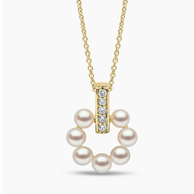 YOKO Eclipse 18K Gold Akoya Pearl and Diamond Moon Pendant