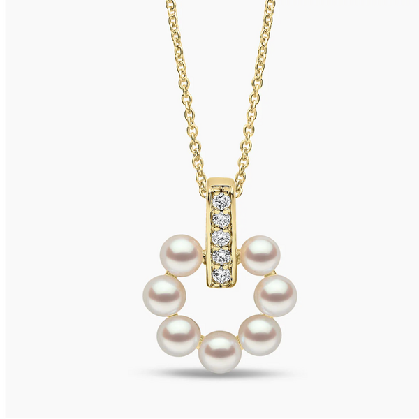 YOKO Eclipse 18K Gold Akoya Pearl and Diamond Moon Pendant
