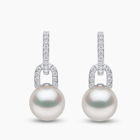 YOKO Jazz 18K Gold Pearl and Diamond Link Earrings
