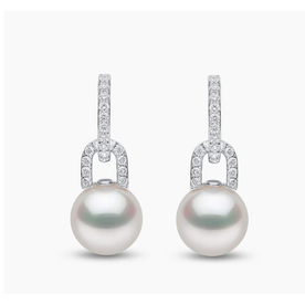 YOKO Jazz 18K Gold Pearl and Diamond Link Earrings