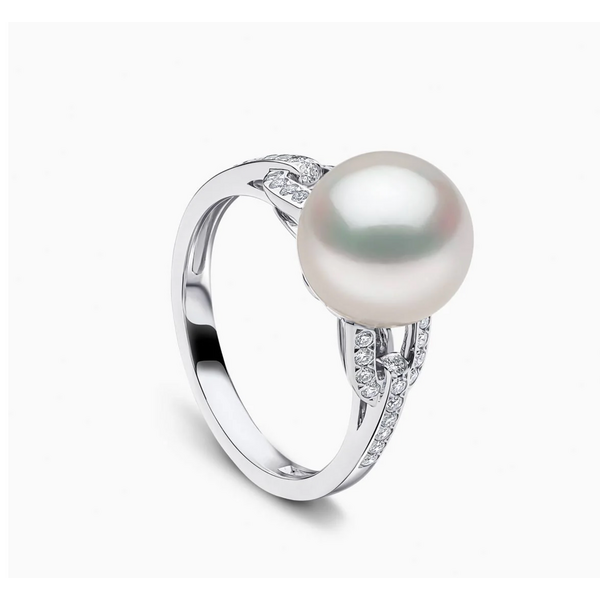 YOKO Jazz 18K Gold Pearl and Diamond Link Ring
