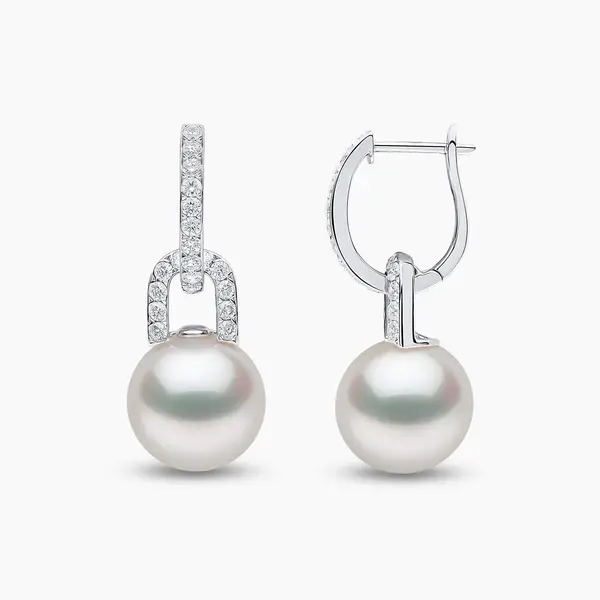 YOKO Jazz 18K Gold Pearl and Diamond Link Earrings
