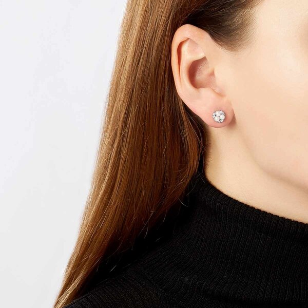 YOKO Sleek 18K Gold Triple Pearl and Diamond Stud Earrings