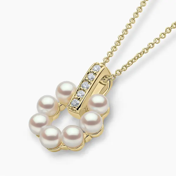 YOKO Eclipse 18K Gold Akoya Pearl and Diamond Moon Pendant