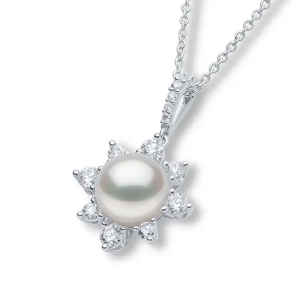 YOKO Trend 18K Gold Freshwater Pearl and Diamond Star Pendant