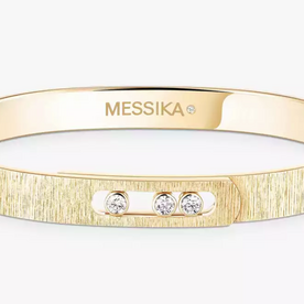 MESSIKA Move Noa Ciselé Bangle Large Size 18kt Yellow Gold Diamond Bracelet