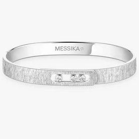 MESSIKA Move Noa Ciselé Bangle Large Size 18kt White Gold Diamond Bracelet