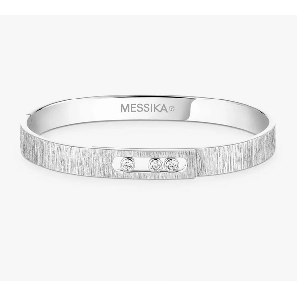 MESSIKA Move Noa Ciselé Bangle Large Size 18kt White Gold Diamond Bracelet