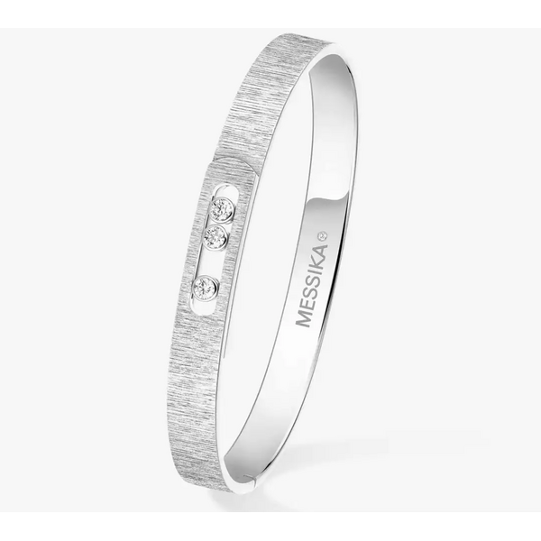 MESSIKA Move Noa Ciselé Bangle Large Size 18kt White Gold Diamond Bracelet