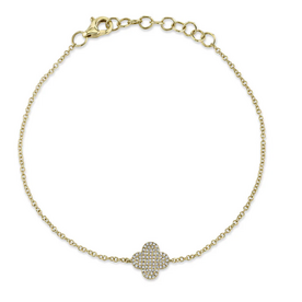 SHY CREATION INC 14kt Yellow Gold .16 Diamond Clover Bracelet