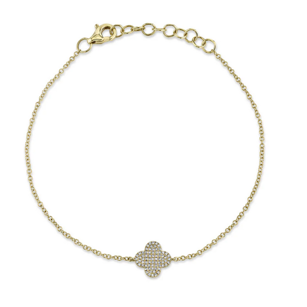 SHY CREATION INC 14kt Yellow Gold .16 Diamond Clover Bracelet