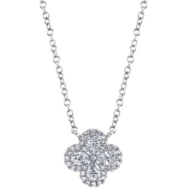 SHY CREATION INC 14kt White Gold .41 Diamond Pear Clover Necklace