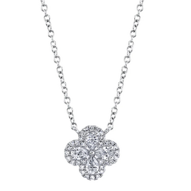 SHY CREATION INC 14kt White Gold .41 Diamond Pear Clover Necklace