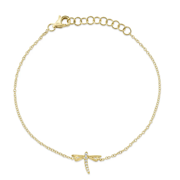 SHY CREATION INC 14kt Yellow Gold .03 Diamond Dragonfly Bracelet