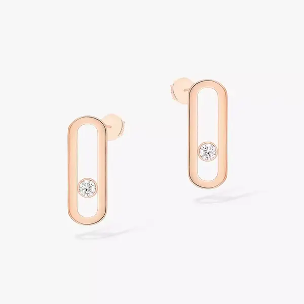 MESSIKA 18kt Rose Gold Diamond .17ct Move Uno Earrings