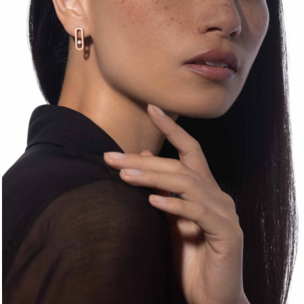 MESSIKA 18kt Rose Gold Diamond .17ct Move Uno Earrings