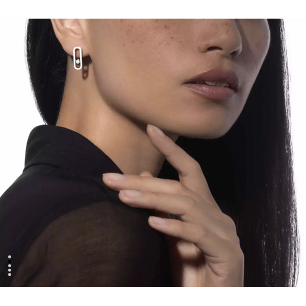 MESSIKA 18kt White Gold Diamond .17ct Move Uno Earrings