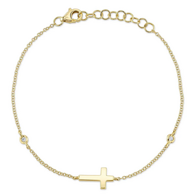 SHY CREATION INC 14ky .03 Diamond Bezel Cross Bracelet