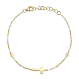 SHY CREATION INC 14ky .03 Diamond Bezel Cross Bracelet