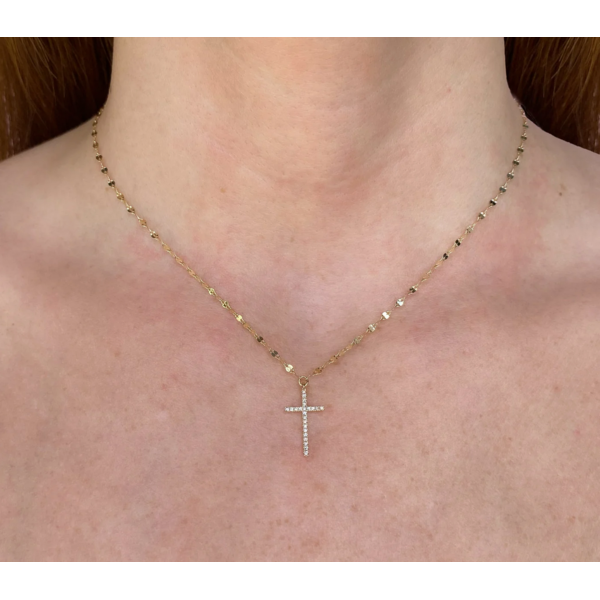 SHY CREATION INC 14ky .06ct Diamond Cross Necklace