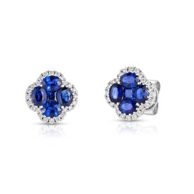 14kw 1.89 Sapphire .23 Diamond Earrings