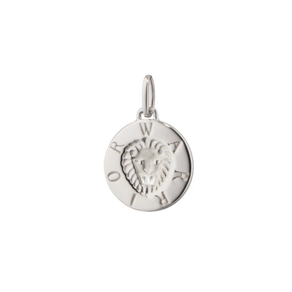 MONICA RICH KOSANN "Warrior" Lion Sterling Silver Intaglio Charm with Baguette Cut Sapphire