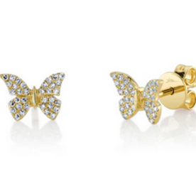 SHY CREATION INC 14ky .15 Diamond Butterfly Studs