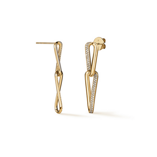 HEARTS ON FIRE LLC 18kt Yellow Gold .85ct INSIDE/OUT Diamond Link  Earrings