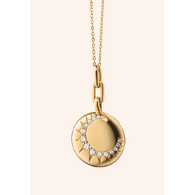 MONICA RICH KOSANN "Sun" Gold Locket Necklace with Diamonds on a 17” Chain