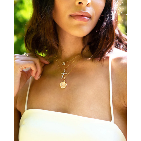 MONICA RICH KOSANN "Sun" Gold Locket Necklace with Diamonds on a 17” Chain