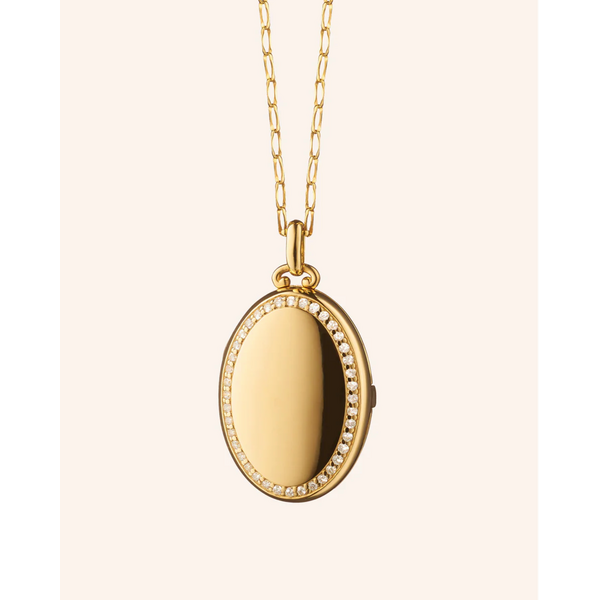 MONICA RICH KOSANN The Four Image "Midi" Diamond Border 18K Yellow Gold Locket