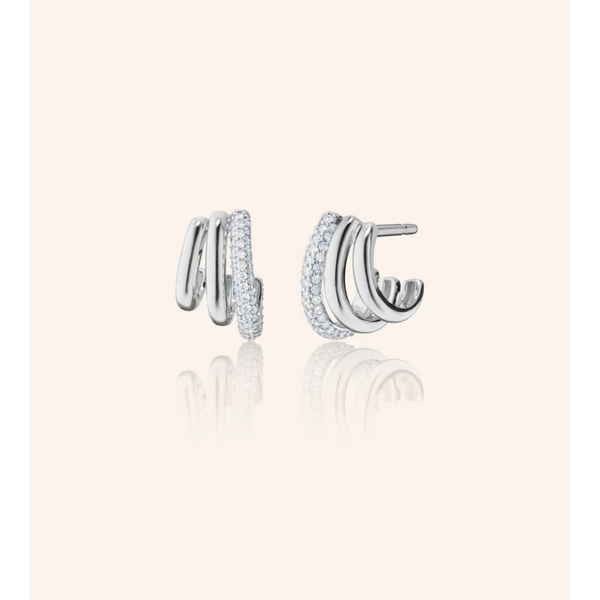 MONICA RICH KOSANN Sterling Silver "Rings of Saturn" Earrings with Pavé White Sapphires