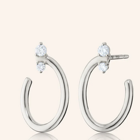 MONICA RICH KOSANN SSilver Sapph .26ct Small Oval Galaxy Hoop Earr