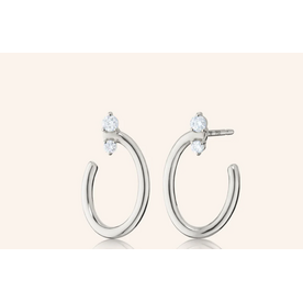 MONICA RICH KOSANN SSilver Sapph .26ct Small Oval Galaxy Hoop Earr