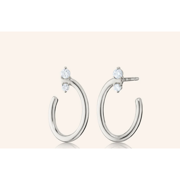 MONICA RICH KOSANN SSilver Sapph .26ct Small Oval Galaxy Hoop Earr