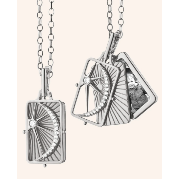 MONICA RICH KOSANN SSilver Rectangle Sapph .19ct Sun Moon Stars