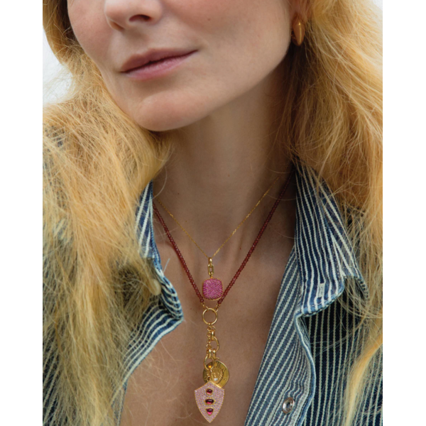 MONICA RICH KOSANN 18kt Yellow Gold 18" "Design Your Own" Garnet Charm Chain Necklace, 2 Charm Stations