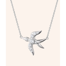 MONICA RICH KOSANN "Freedom" Swallow Sterling Silver Necklace with Sapphires in Sterling Silver